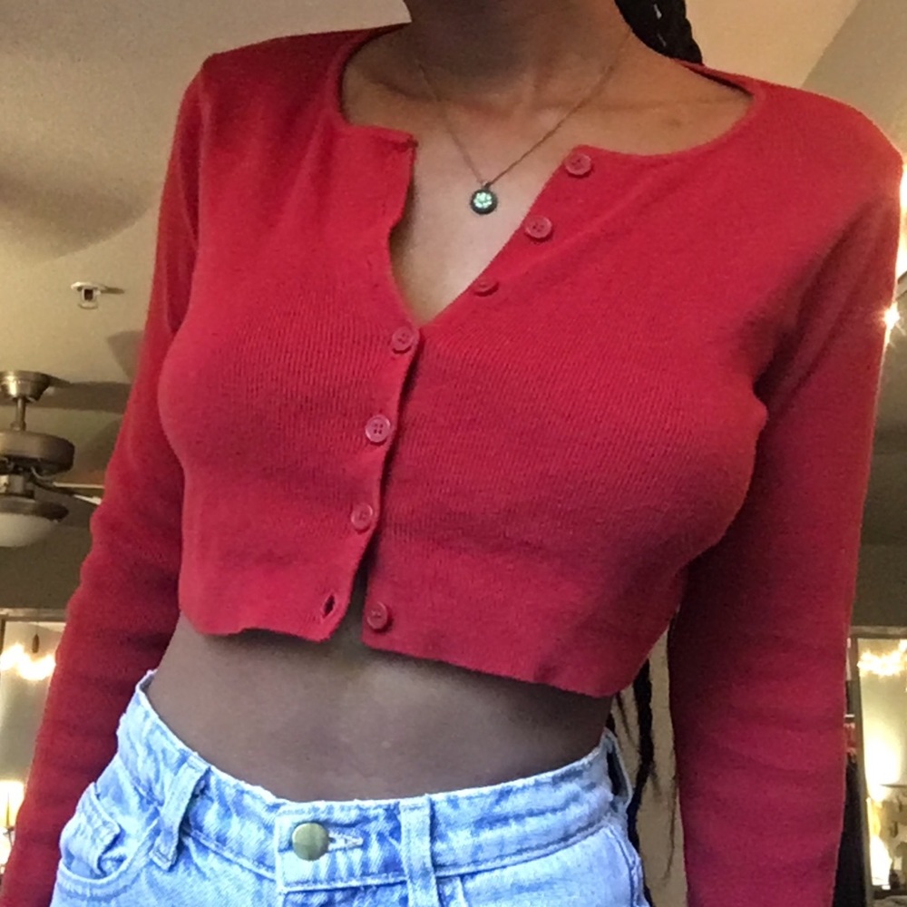 Red brandy Melville cropped sweater